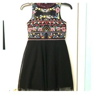 Embroidered floral party dress